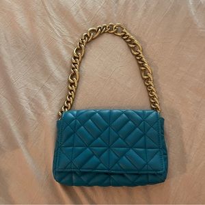 Blue/gold chain handbag from Zara